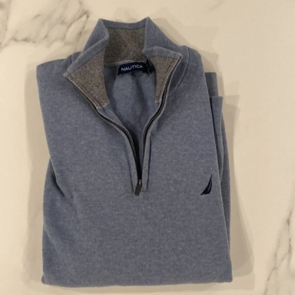 Nautica - Men’s Blue 1/4 Zip Sweater | Size XL blue